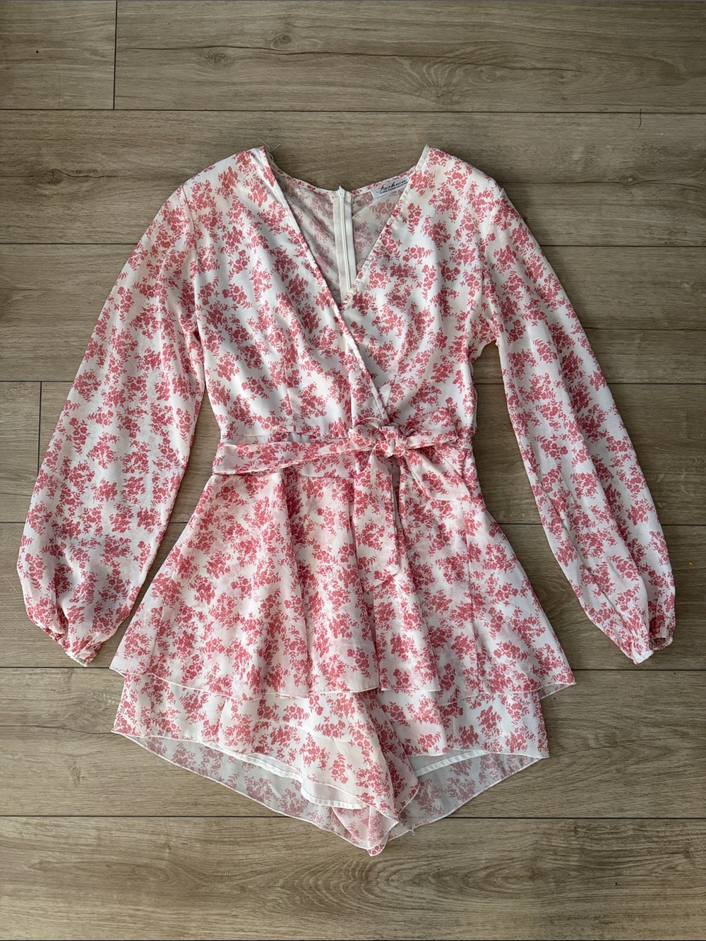 Pink Floral Wrap Romper
